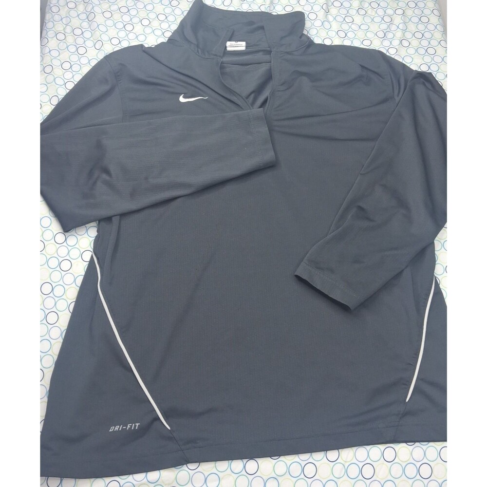 Nike Pullover Mens Medium Black Dri FIT Quarter Zip Long Sleeve Running Training